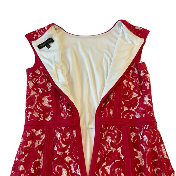Tadashi Shoji Lace Boatneck Cap Sleeve Cocktail‎ Red Dress, 6 - Picture 6 of 15